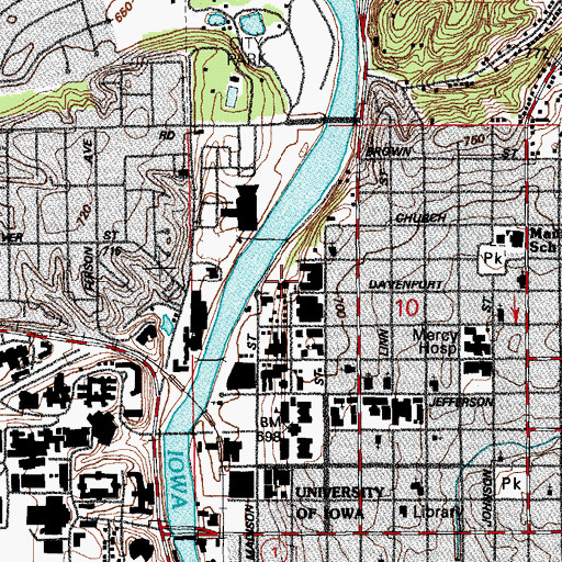 Topographic Map of North Hall, IA