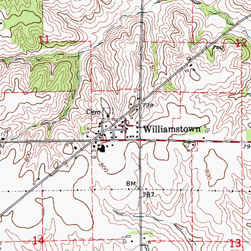 Topographic Map of Frank Pierce Post Office (historical), IA