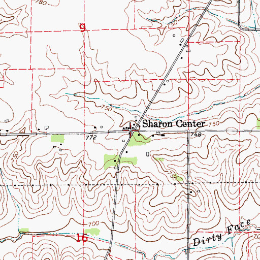 Topographic Map of Sharon Center Post Office (historical), IA