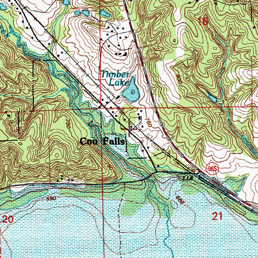 Topographic Map of Cou Falls Post Office (historical), IA