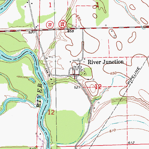 Topographic Map of River Junction Post Office (historical), IA