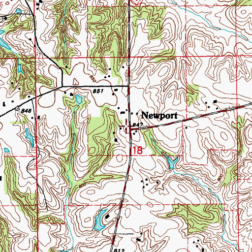 Topographic Map of Newport Post Office (historical), IA