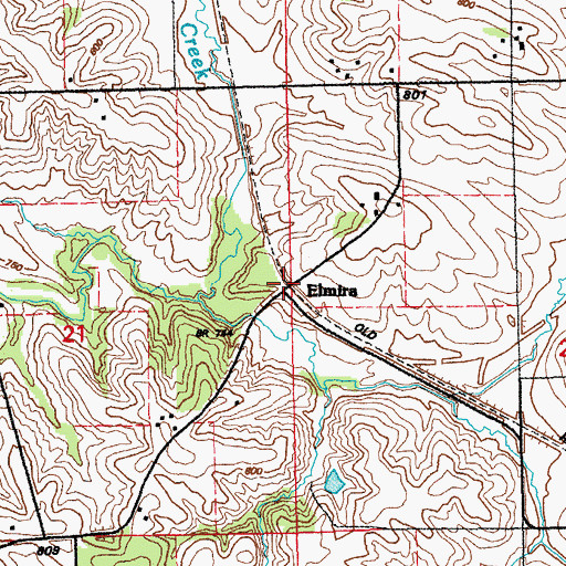 Topographic Map of Elmira (historical), IA