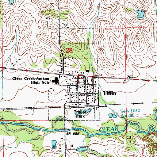 Topographic Map of Tiffin Post Office, IA