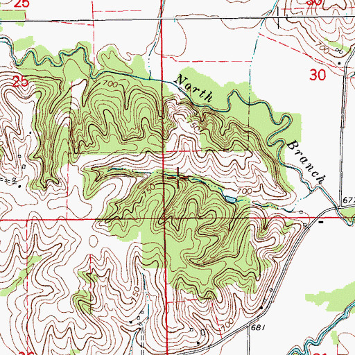 Topographic Map of Redbird Farms Wildlife Area, IA