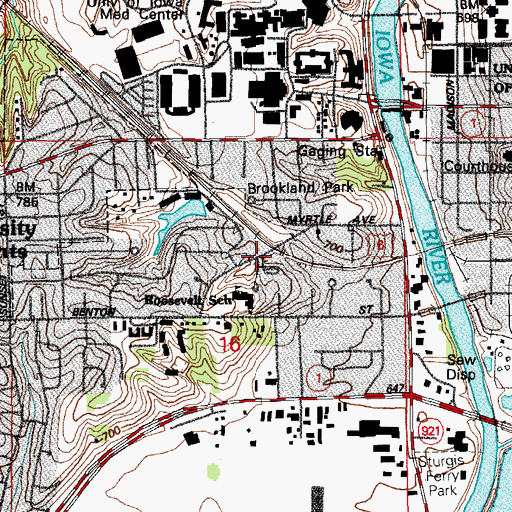 Topographic Map of Greenwood Manor Convalescent Home, IA