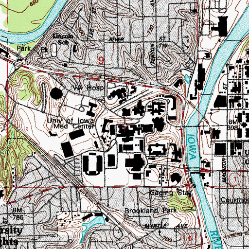 Topographic Map of Childrens Hospital of Iowa, IA