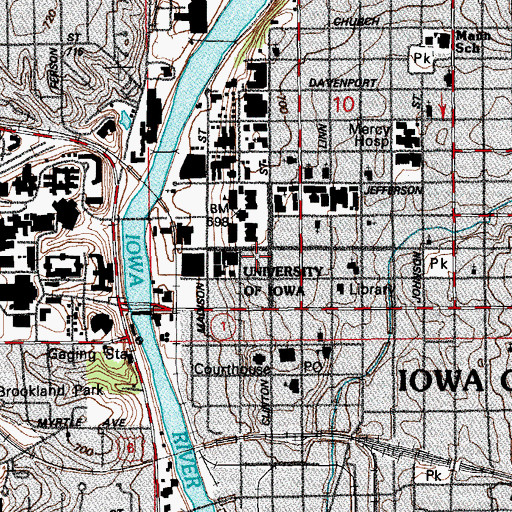 Topographic Map of Old Capitol Mall, IA