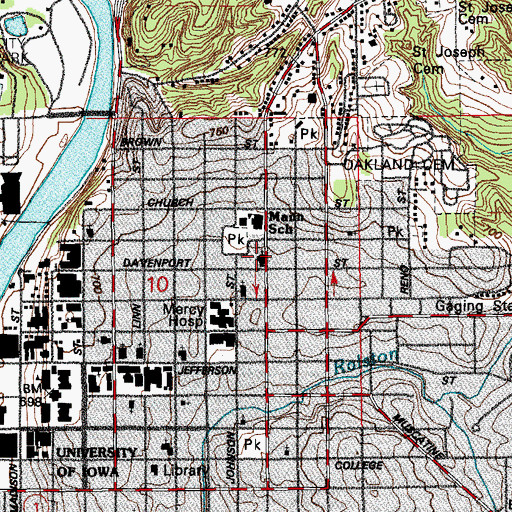 Topographic Map of Saint Wenceslaus Church, IA