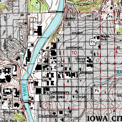 Topographic Map of B'Nai B'Rith Hillel Foundation, IA