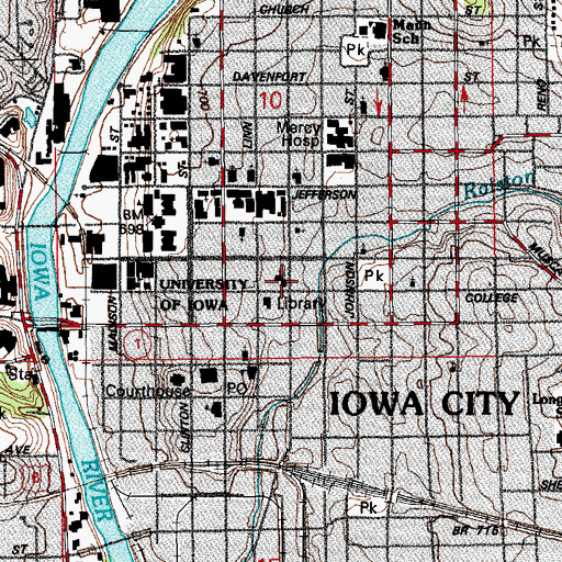 Topographic Map of Trinity Episcopal Church, IA