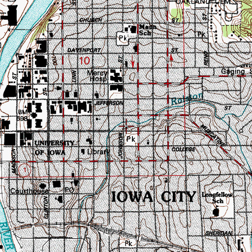 Topographic Map of Agudas Achim Congregation, IA