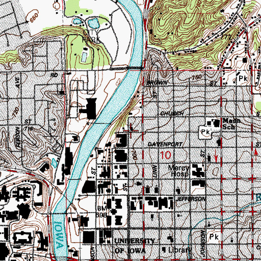 Topographic Map of First Baptist Church, IA