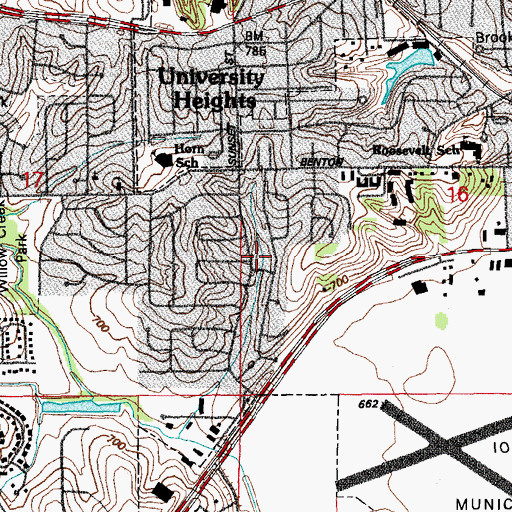 Topographic Map of Church in Iowa City, IA