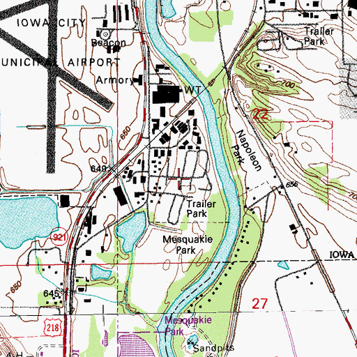 Topographic Map of Baculis Mobile Home Park, IA
