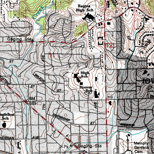 Topographic Map of Iowa City High School, IA