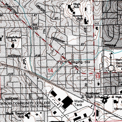 Topographic Map of Creekside Park, IA