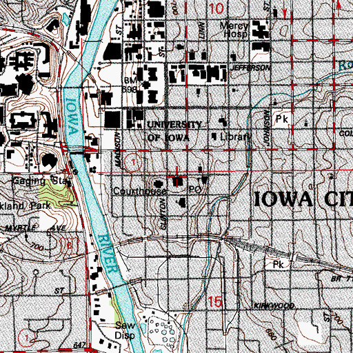 Topographic Map of Iowa City Post Office, IA