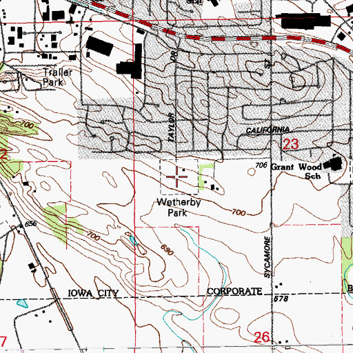 Topographic Map of Wetherby Park, IA