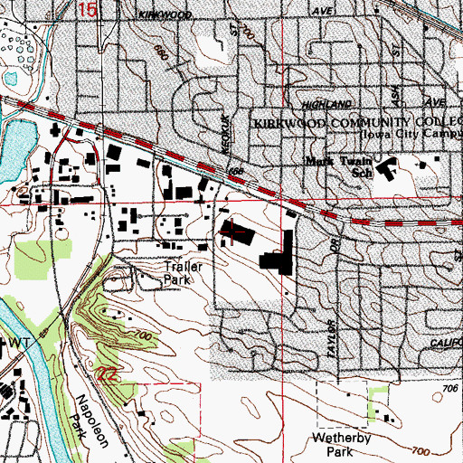 Topographic Map of Pepperwood Place Mall, IA