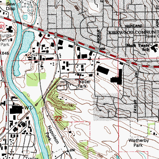 Topographic Map of Hilltop Mobile Home Park, IA