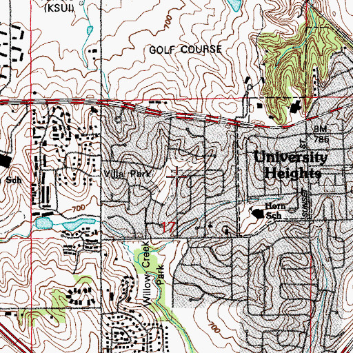 Topographic Map of Villa Park, IA