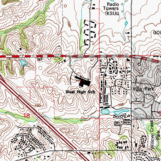 Topographic Map of West High School, IA