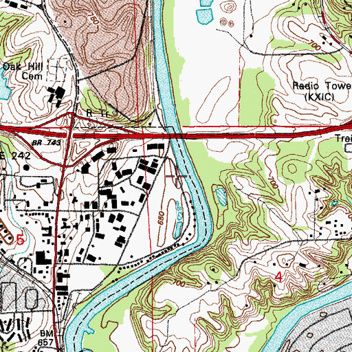 Topographic Map of Coralville Edgewater Campground, IA