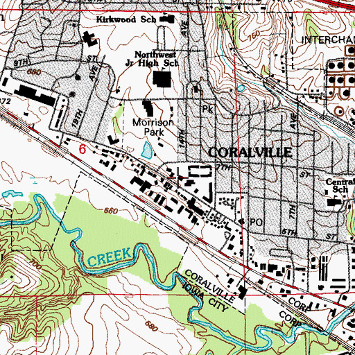Topographic Map of Coralville Fire Department Station 1, IA