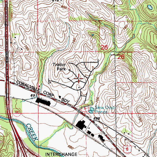 Topographic Map of Western Hills Mobine Estates, IA