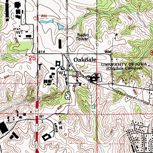 Topographic Map of Oakdale Apartments, IA
