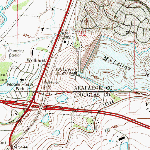 Topographic Map of McLellan Dam, CO