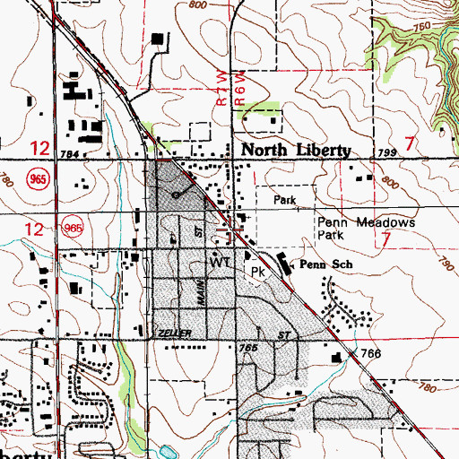 Topographic Map of North Liberty Post Office, IA