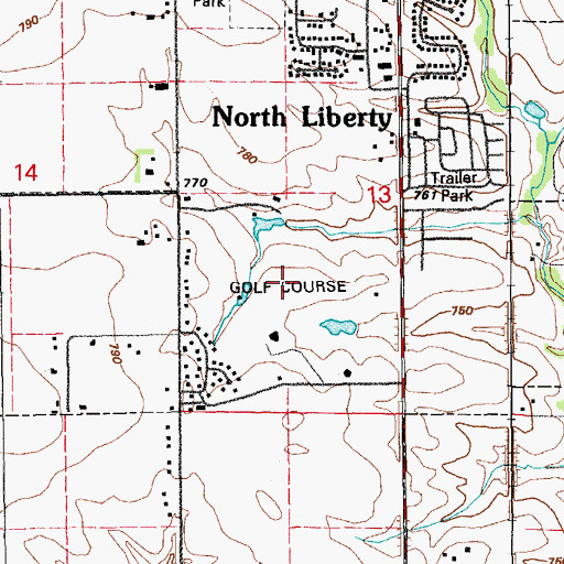 Topographic Map of Quail Creek Golf Course, IA