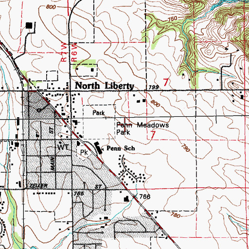 Topographic Map of Penn Meadows Park, IA