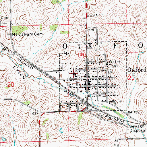 Topographic Map of Clear Creek Elementary School, IA