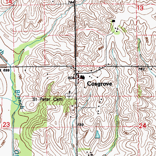 Topographic Map of Saint Peters Catholic Church, IA