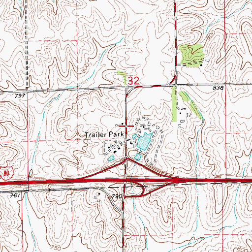 Topographic Map of Sleepy Hollow Campground, IA