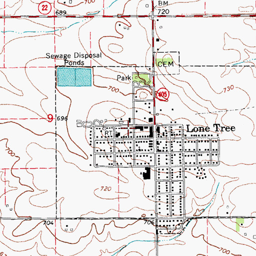 Topographic Map of Lone Tree Volunteer Fire and Rescue - Volunteer First Responders, IA