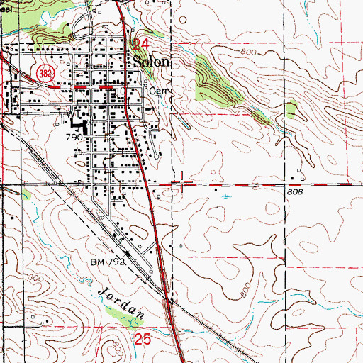 Topographic Map of Solon Nursing Care Center, IA