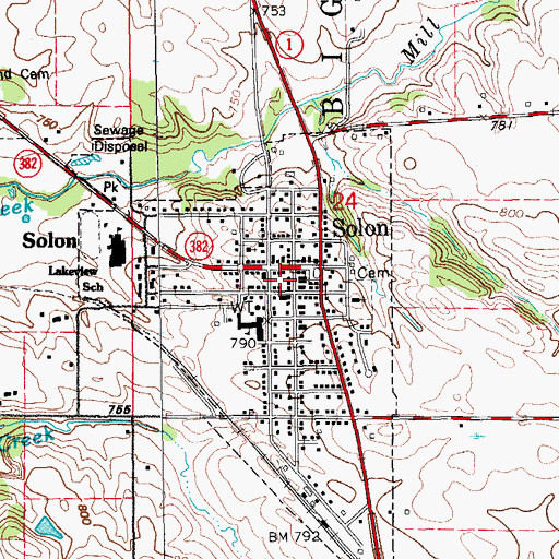 Topographic Map of Solon Post Office, IA