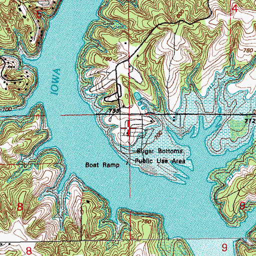 Topographic Map of Sugar Bottom Campground, IA
