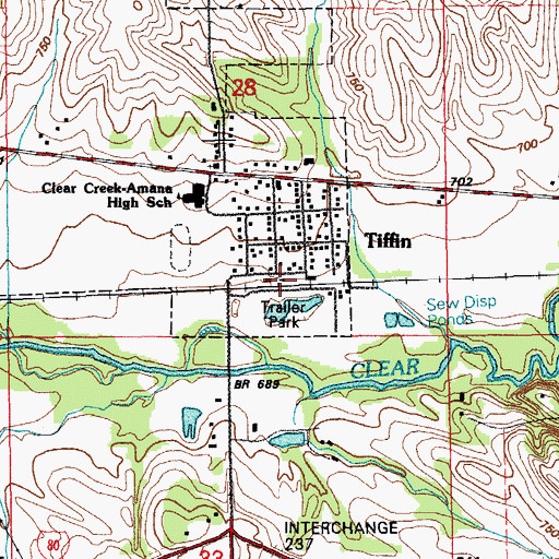 Topographic Map of Tiffin, IA