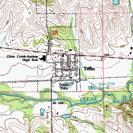 Topographic Map of Tiffin Fire Department and First Responders, IA