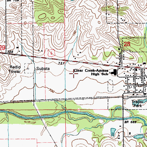 Topographic Map of Clear Creek Amana High School, IA