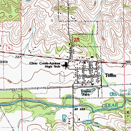 Topographic Map of Tiffin School Community Library, IA