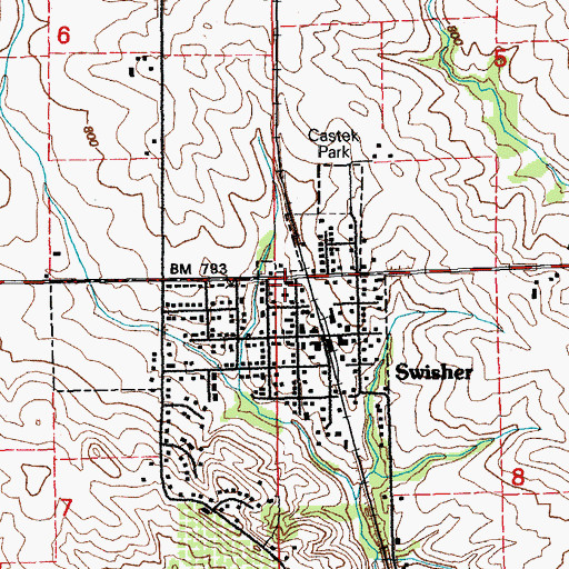 Topographic Map of Swisher Post Office, IA