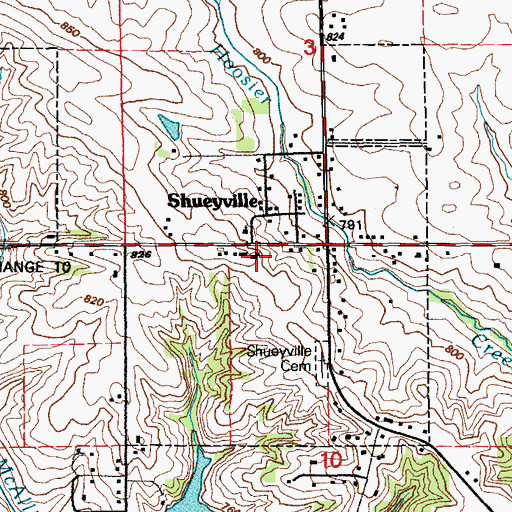 Topographic Map of Shueyville Civic Center, IA