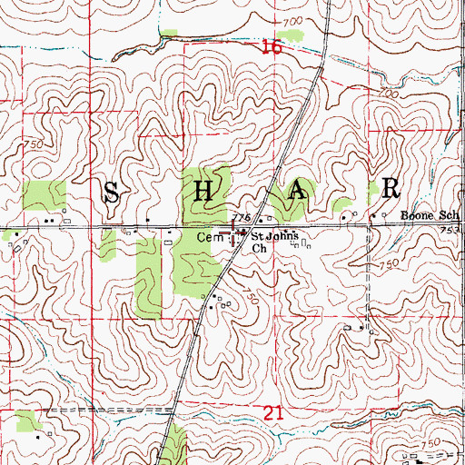 Topographic Map of Saint Johns German Lutheran Cemetery, IA