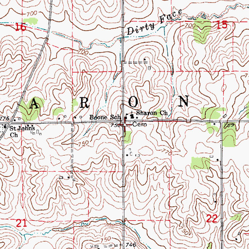 Topographic Map of Sharon United Cemetery, IA